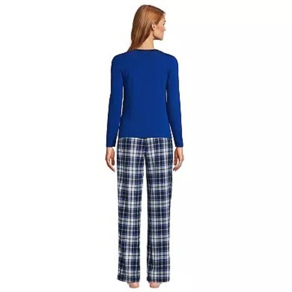 Lands' End Knit Long Sleeve Pajama Top and Pajama Flannel Pants Sleep Set, NWT - Picture 2 of 2